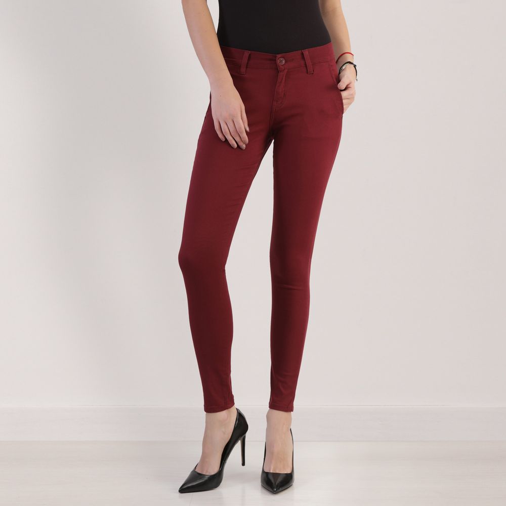 Pantalon Chinos Skinny Gabardina Vino 7506442023803 Oggi