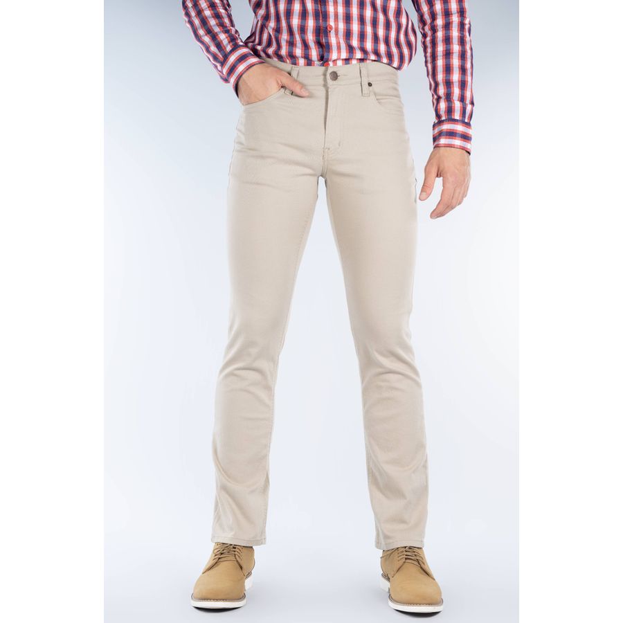 Pantalón Casual Hombre Oggi Café 59103125 Gabardina Stretch